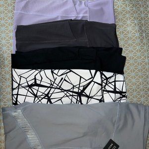 EUC bundle of 5 workout leggings XL, one pair NWT